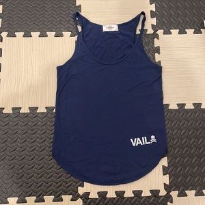 SOULCYCLE Soul Vail Muscle Tank Top with skull in color navy size small